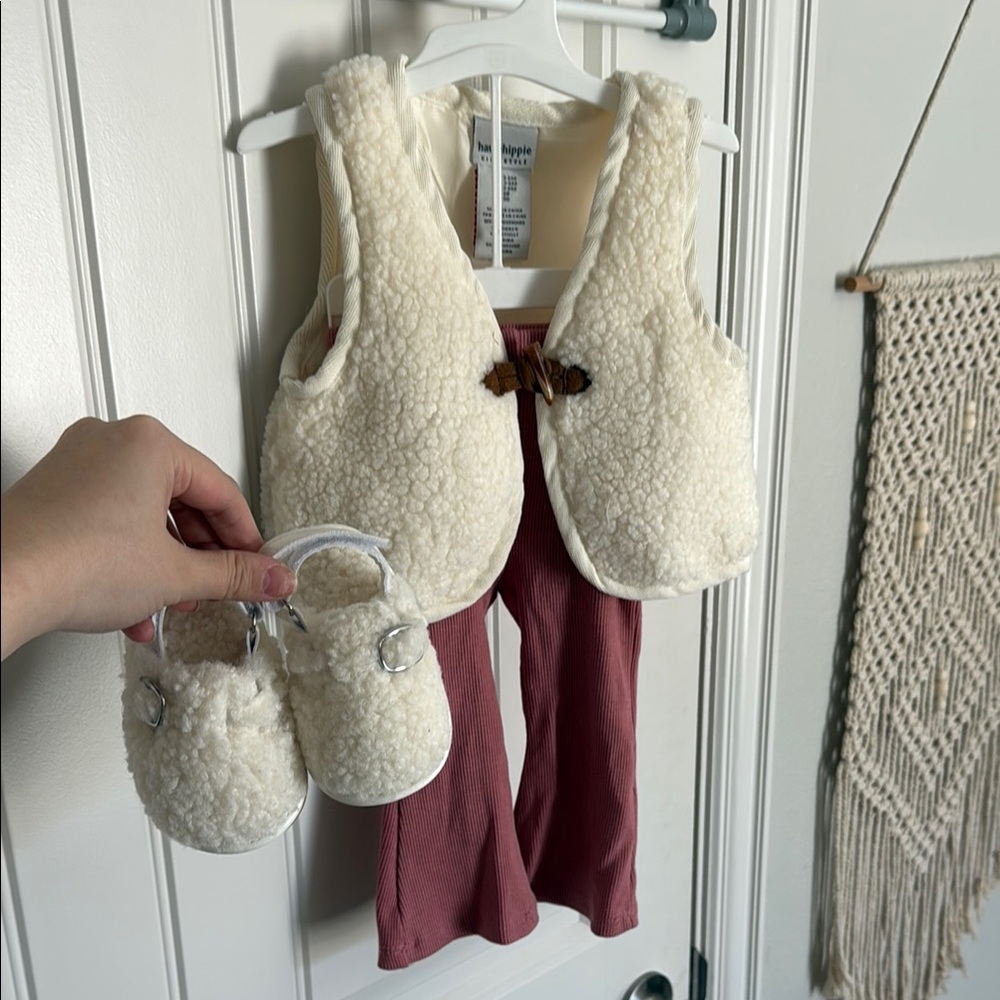 3-6 Month Sherpa Vest, Pants & Shoe Set